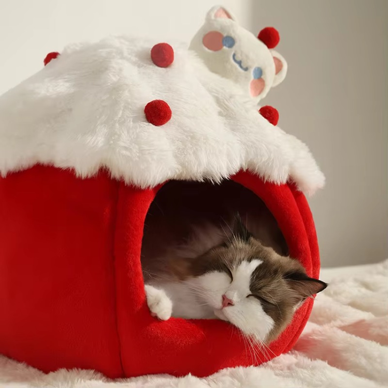 Sustainable Living House - Winterse stijl kattenhol huisje | Afneembaar